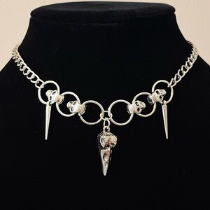 Hand Crafted Skull and Spike Necklace
